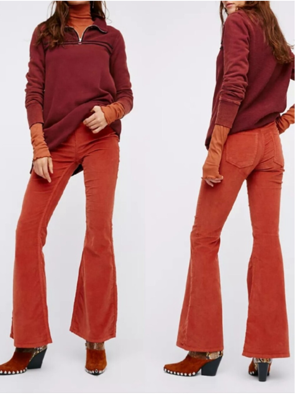 We The Free Low Rise Corduroy Flare Pull On Pants Size 28 Stretchy 70s 60s Bell